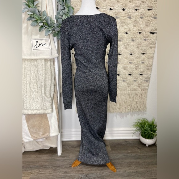 Nwt house of Harlow 1960 metallic black cutout knit sweater dress size M - Picture 4 of 6